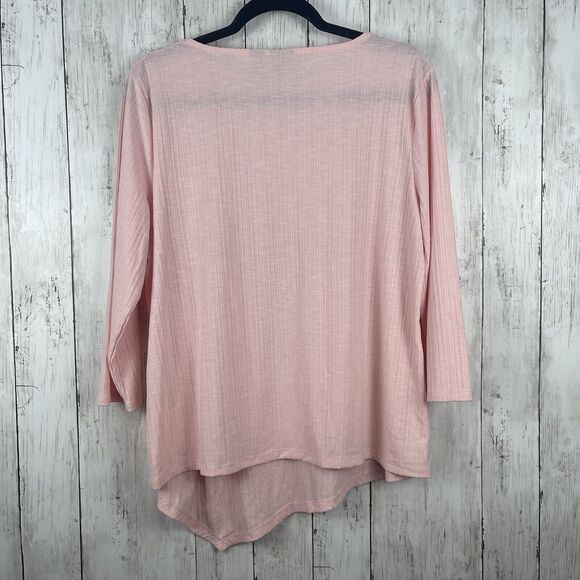 Chicos Top Women 2 US L Pink Asymmetric Lightweight Casual Blouse Basic Everyday - Picture 7 of 9